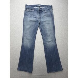 7 For All Mankind A Pocket Bootcut Jeans Womens 32 Blue Stretch Distressed 32x32